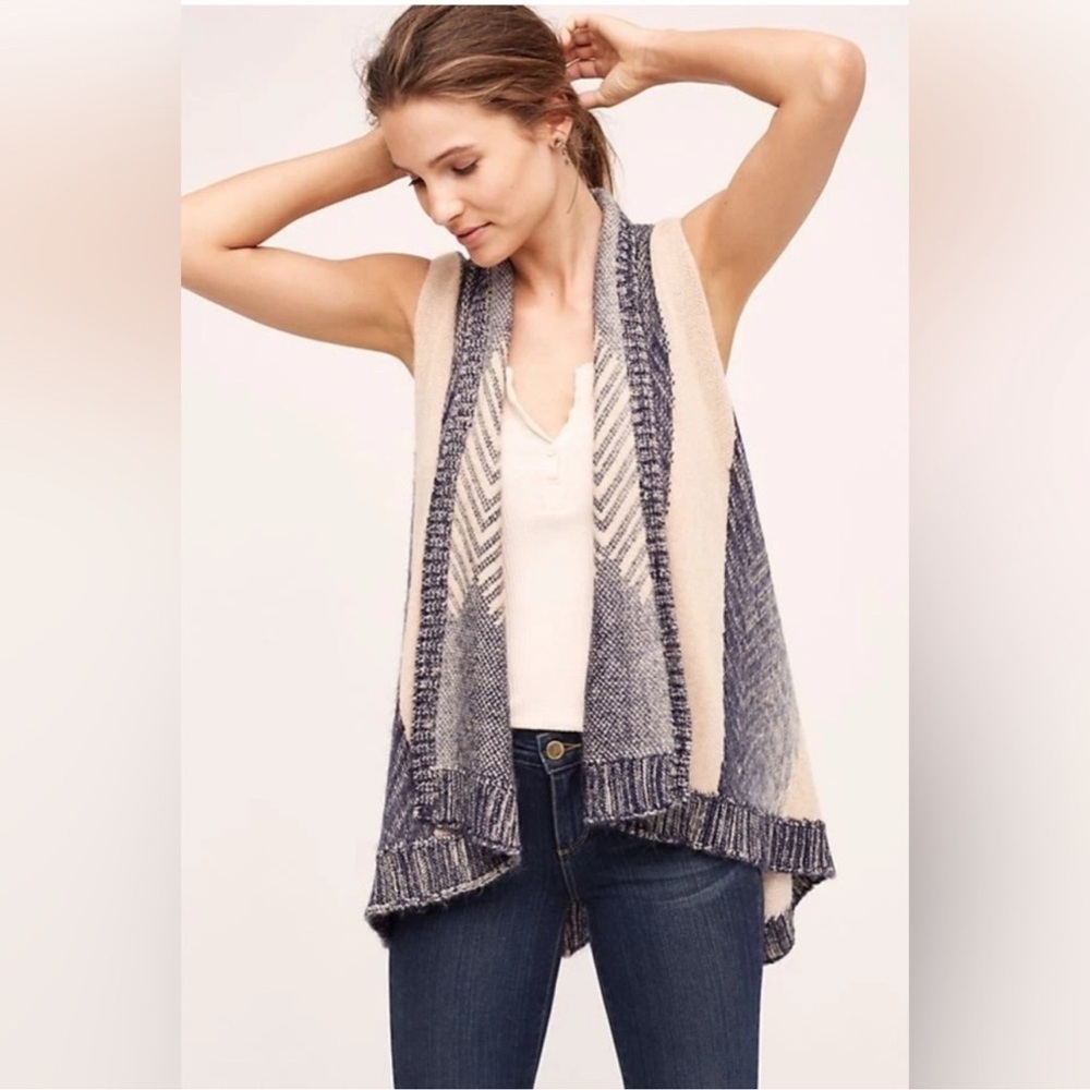 Anthropologie Mabli Sleeping on Snow Sweater Vest Cardigan